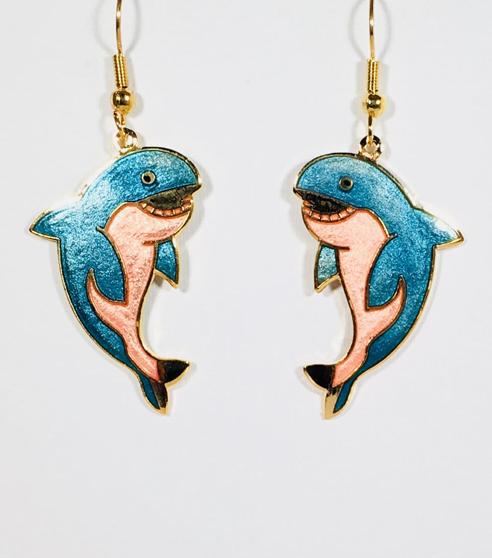 Orca Whale Earrings. Stefano Vintage ( new ) Cloisonne dangle (drop) e ...