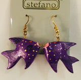 Dreamy Tropical Fish Dangle Earrings Handmade by Stefano Bali Artisans Vintage Factory Prices Collectible