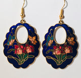 Butterfly & Flowers Earrings. Stefano Vintage (new) cloisonne dangle earrings gold plate Factory Prices  Collectible