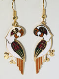 Margaritaville Parrot Dangle Earrings Stefano Vintage (new) cloisonne gold plate Factory Prices Collectible