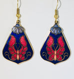 Butterfly Earrings Stefano Vintage (new) cloisonne dangle earrings, gold plate Factory Prices Collectible