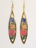 Flowers and Butterfly Earrings. Stefano Vintage (new) cloisonne dangle earrings, gold plate Factory Direct  Collectible