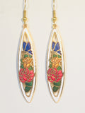 Flowers and Butterfly Earrings. Stefano Vintage (new) cloisonne dangle earrings, gold plate Factory Direct  Collectible