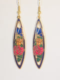 Flowers and Butterfly Earrings. Stefano Vintage (new) cloisonne dangle earrings, gold plate Factory Direct  Collectible