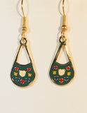 Petite Colorful Dangle Earrings Stefano Vintage ( new ) Cloisonne gold plate Factory Prices Collectible