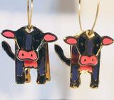 COW hoop earrings Stefano Vintage new cloisonne gold plate Factory Prices