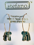 Small Elephant Stefano Vintage (new) cloisonne hoop earrings, gold plate, Factory Prices Collectible