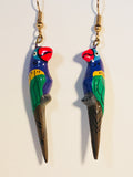 Parrot Dangle Earrings 4 colors Margaritaville Handmade by Stefano Bali Artisans Vintage Factory Prices Collectible