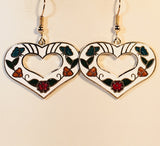 Heart Dangle Earrings Stefano Vintage (new) Cloisonne silver plate Factory Prices