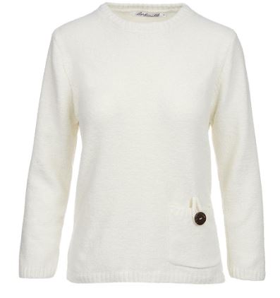 LuLu B Colorful Comfy Clothing White Chenille Pocket Pullover