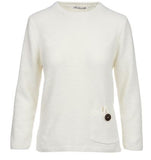 LuLu B  Colorful Comfy Clothing White Chenille Pocket Pullover