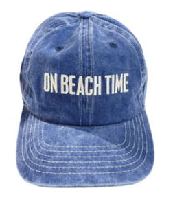 On Beach Time Embroidered  Adult Cap Adjustable Buckle Navy