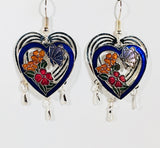 Heart Earrings Stefano Vintage Cloisonne dangle silver plate Factory Prices Collectible