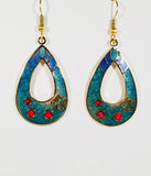 Oval Butterfly Floral Earrings Stefano Vintage ( new ) Cloisonne dangle  silver plate Factory Prices