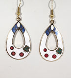 Oval Butterfly Floral Earrings Stefano Vintage ( new ) Cloisonne dangle  silver plate Factory Prices