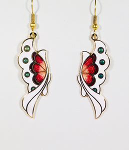 Elegant Butterfly Dangle Earrings Stefano Vintage ( new ) Cloisonne gold plate Factory Prices Collectible
