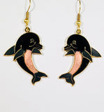 Dolphin Earrings. Stefano Vintage ( new ) Cloisonne dangle earrings, gold plate Factory Prices Collectible