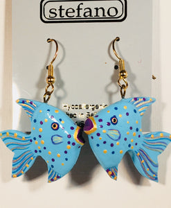 Dreamy Tropical Fish Dangle Earrings Handmade by Stefano Bali Artisans Vintage Factory Prices Collectible