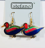 Duck Earrings. Stefano Vintage (new) cloisonne dangle (drop) earrings, gold plate Factory Prices Collectible