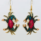 Crab Dangle Earrings Stefano Vintage (new) cloisonne gold plate Factory Prices Collectible