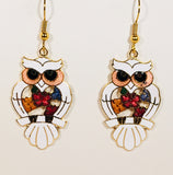 Owl Dangle Earrings Stefano Vintage (new) cloisonne gold plate Factory Prices