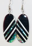 Mother of Pearl Dangle Earrings Black & Silver Handmade by Stefano Bali Artisans Vintage Factory Prices Collectible