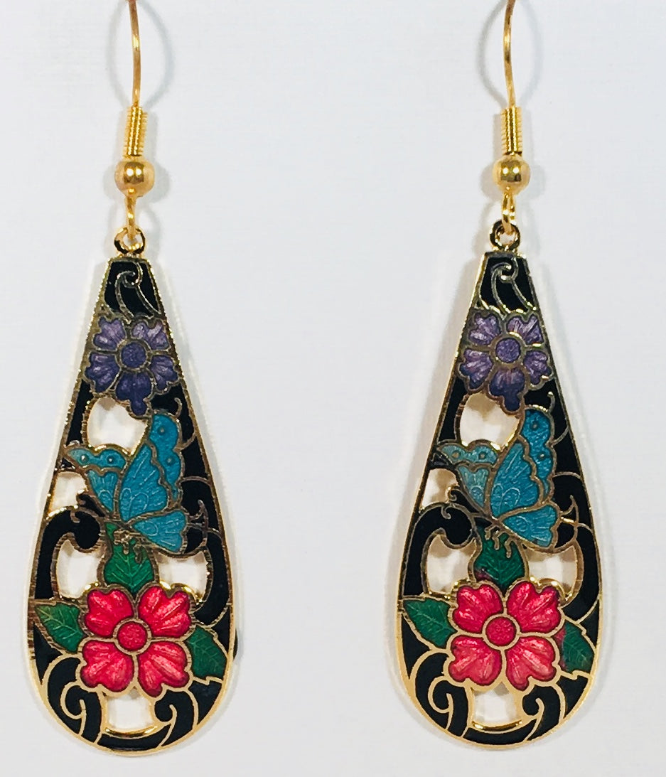 Paisley Stefano Vintage (new) Cloisonne dangle (drop) earrings