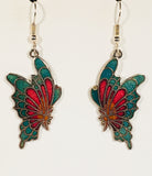 Butterfly Dangle Earrings Stefano Vintage (new) Cloisonne silver plate Factory Direct Prices
