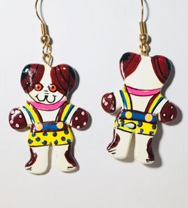 Funky Dog Dangle Earrings Handmade by Stefanp Bali Artisans Vintage Factory Prices Collectible