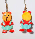 Mr. & Mrs. Teddy Bear Dangle Earrings Handmade by Stefano Bali Artisans Factory Prices Collectible