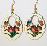 Butterfly & Flowers Earrings. Stefano Vintage (new) cloisonne dangle earrings gold plate Factory Prices  Collectible