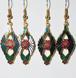 Floral Dangle Earrings Stefano Vintage (new) cloisonne gold plate Factory Direct Collectible