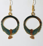 Elegant Bird Stefano Earrings Vintage ( new ) Cloisonne dangle gold plate Factory Prices Collectible
