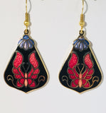 Butterfly Earrings Stefano Vintage (new) cloisonne dangle earrings, gold plate Factory Prices Collectible