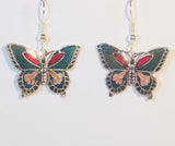 Butterfly Dangle Earrings Stefano Vintage (new) cloisonne silver plate Factory Prices