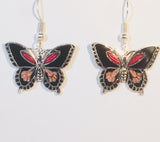 Butterfly Dangle Earrings Stefano Vintage (new) cloisonne silver plate Factory Prices