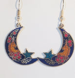 Unicorn on Moon Dangle Earrings Stefano Vintage ( new ) Cloisonne silver plate Factory Prices