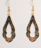 Teardrop Dangle Earrings Stefano Vintage (new) cloisonne gold plate Factory Prices