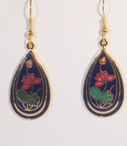 Teardrop Earrings Stefano Vintage (new) cloisonne dangle gold plate Factory Prices Collectible
