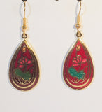 Teardrop Earrings Stefano Vintage (new) cloisonne dangle gold plate Factory Prices Collectible