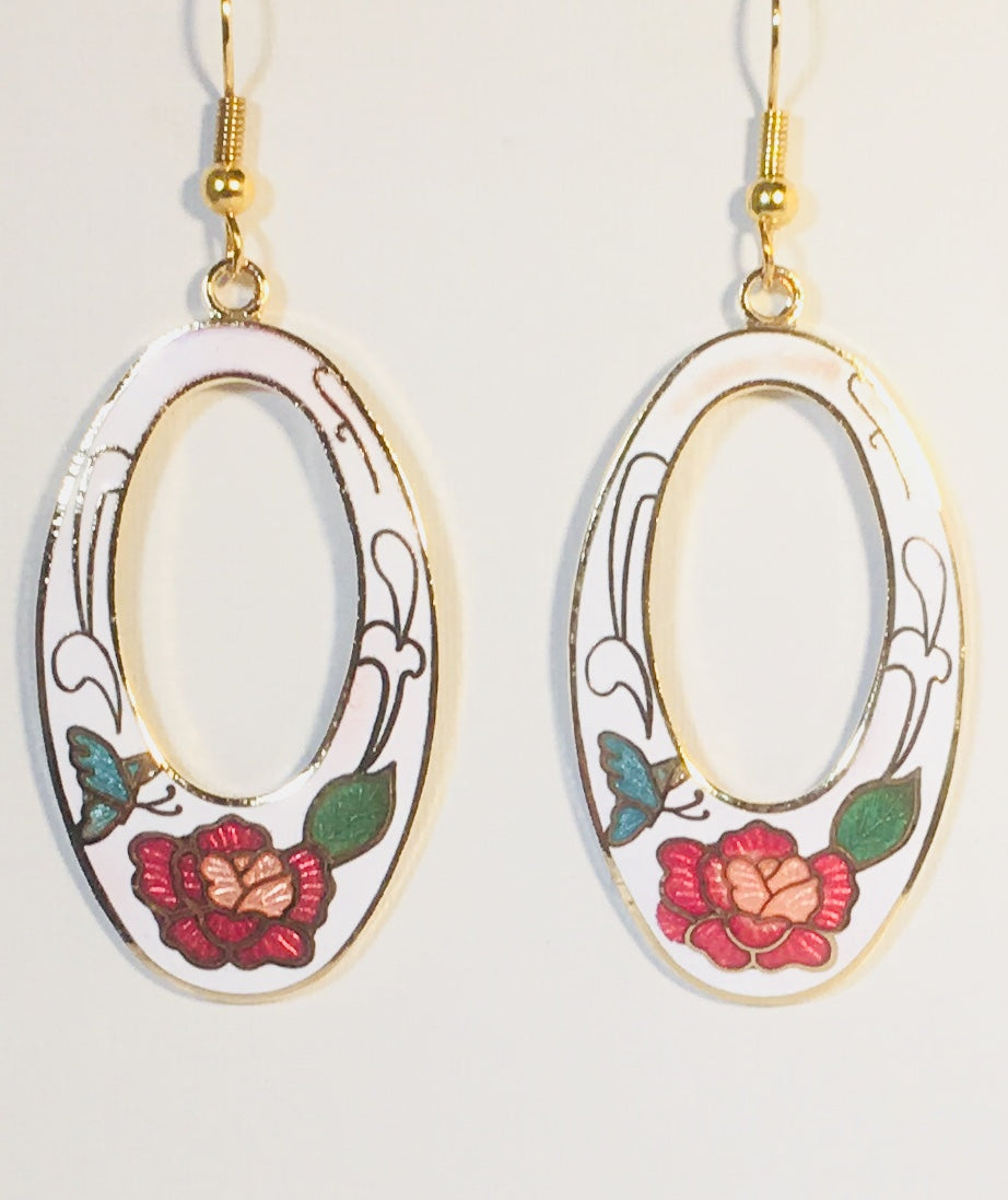 Boucles D'oreilles Papillon émaillé Argenté – Occasion, Avec Nouveaux Crochets
