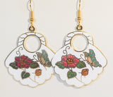 Butterfly Fan Earrings. Stefano Vintage (new) cloisonne dangle earrings, gold plate Factory Direct  Collectible
