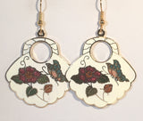 Butterfly Fan Earrings. Stefano Vintage (new) cloisonne dangle earrings, gold plate Factory Direct  Collectible