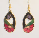 Floral Butterfly Stefano Earrings Vintage ( new ) Cloisonne dangle gold plate Factory Prices Collectible
