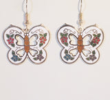Butterfly Stefano Vintage (new) cloisonne dangle earrings silver plate Factory Direct Collectible
