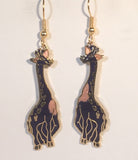 Giraffe Dangle Earrings Stefano Vintage ( new ) Cloisonne  gold plate Factory Prices