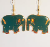 Elephant Earrings Stefano Vintage (new) cloisonne dangle earrings, gold plate Factory Prices Collectible