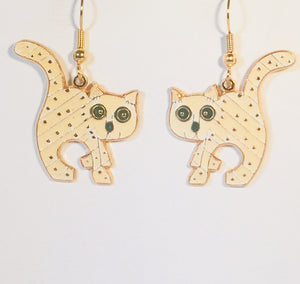 Scat Cat Dangle Earrings Stefano Vintage (new) cloisonne gold plate Factory Prices