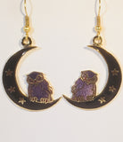 Owl on Moon Dangle Earrings Stefano Vintage (new) cloisonne earrings gold plate Factory Prices Collectible