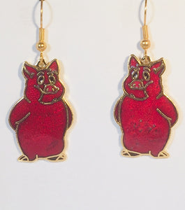 Pig Earrings Stefano Vintage (new) cloisonne dangle earrings, gold plate Factory Prices Collectible
